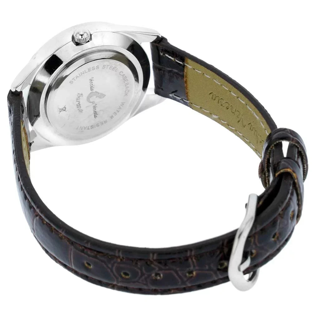 GlassOfVenice Murano Glass Watch Millefiori And Crystals With Leather Band - Brown