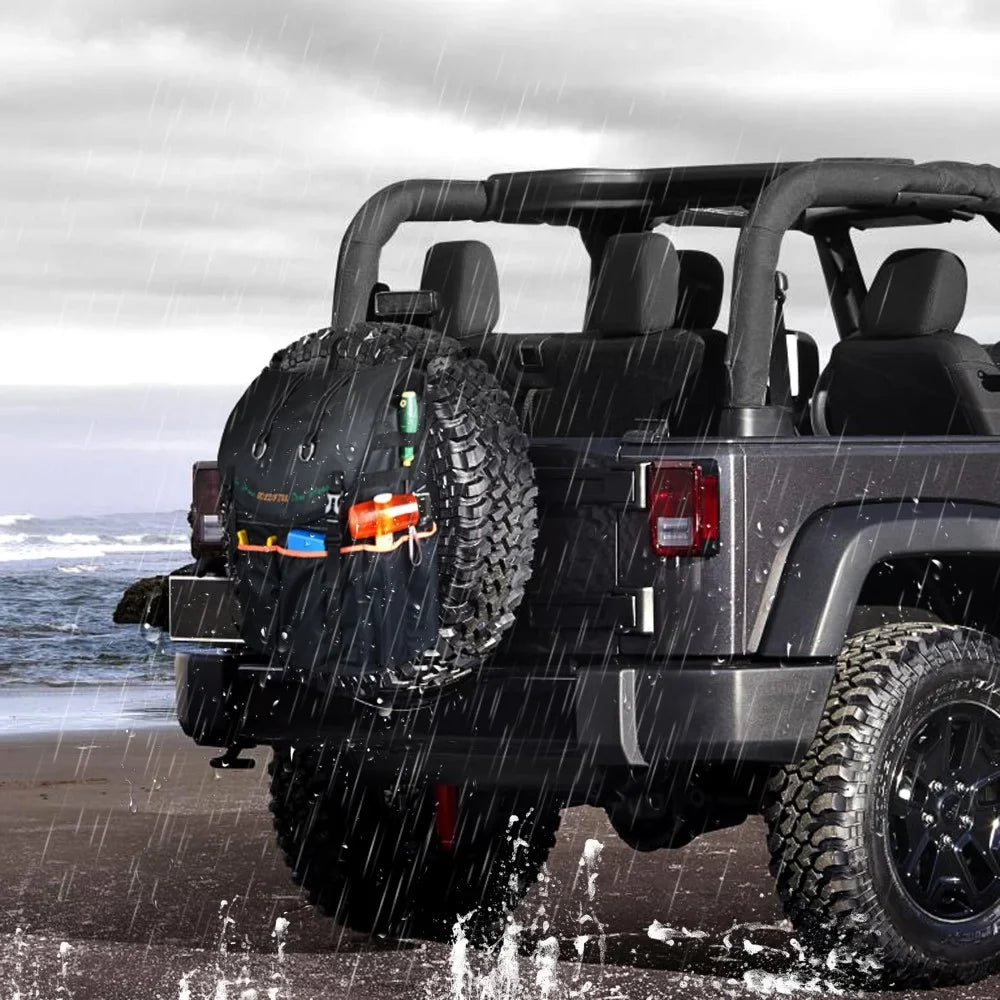 Large Capacity Tire Trash Backpack Spare Tire Tool Storage Bag SUV Trunk Organizer For Wrangle JK JL Off-Road Outdoors Shield