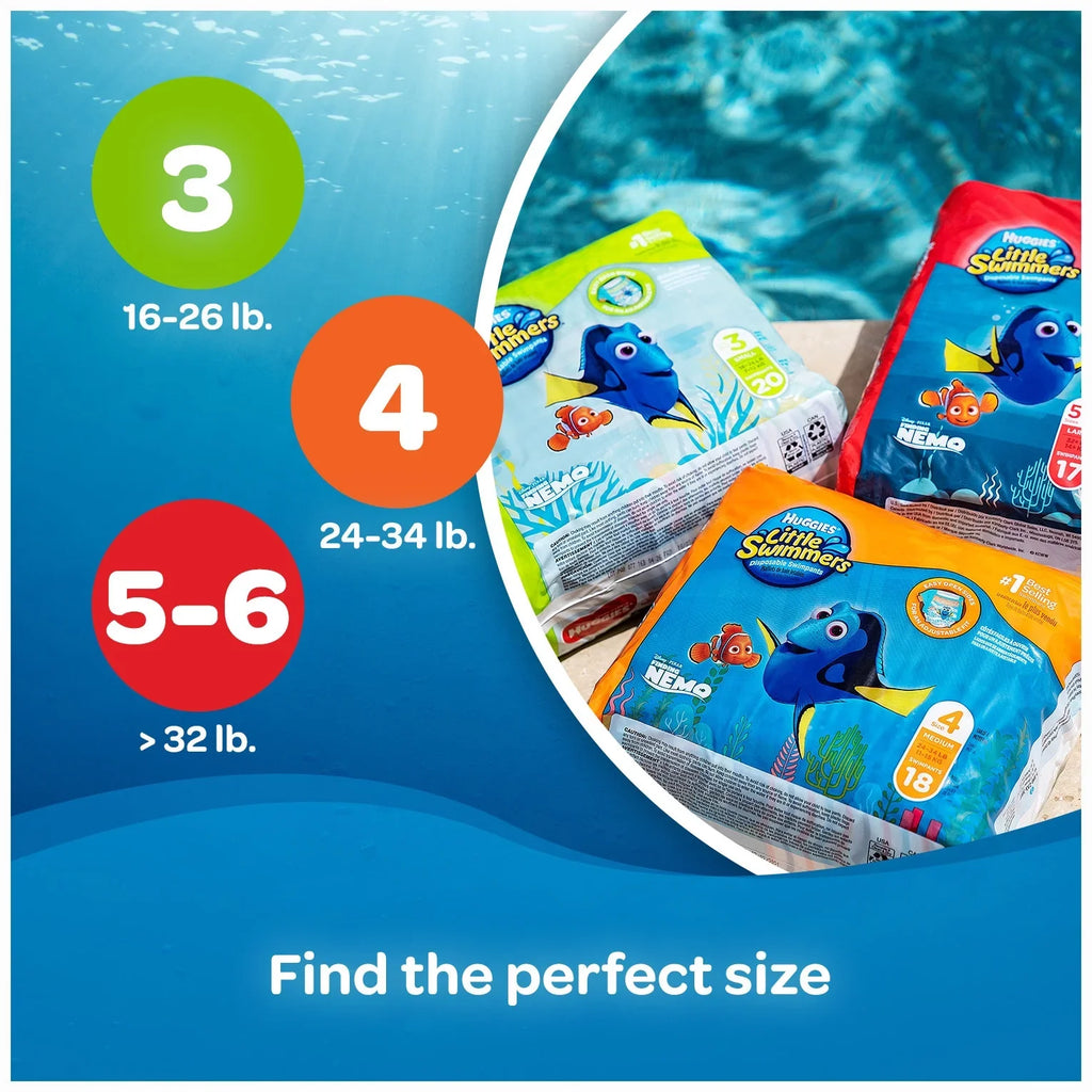 Huggies Little Swimmers Swim Diapers, Size 5-6 Large, 34 Ct