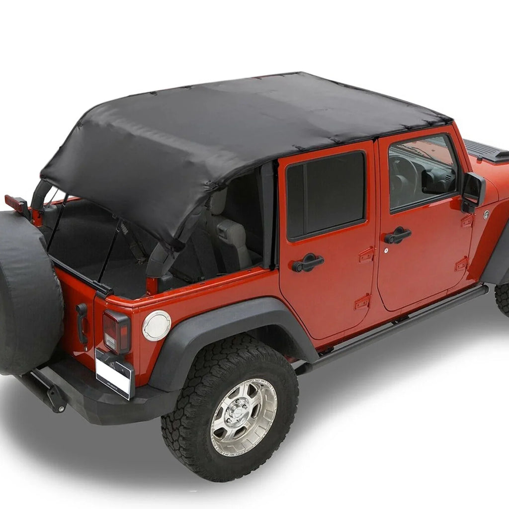 Soft Top Bikini Top Protection for Jeep Wrangler JK 2007-2017 2-Door Extended PU Leather Anti-UV Top Roof Black