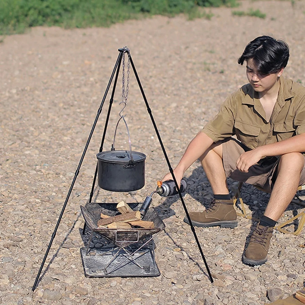 Dazzduo Tripod,Outdoor Campfire Bonfire Bonfire Portable Alloy Stand Picnic BBQ Portable Alloy Pot Pot Stand Picnic Campfire Bonfire Portable Alloy Pot Stand