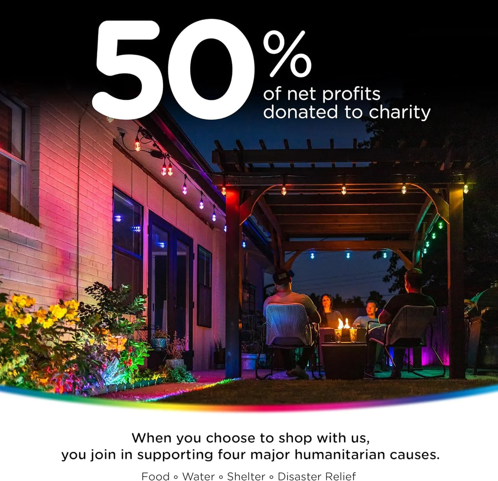 YANRUI Smart Color Changing String Lights, 96 ft, 30 Lightweight RGB LED Patio Lights, Condition Customizable, Wi-Fi App Control, Dimmable Outdoor String Lights, 79617
