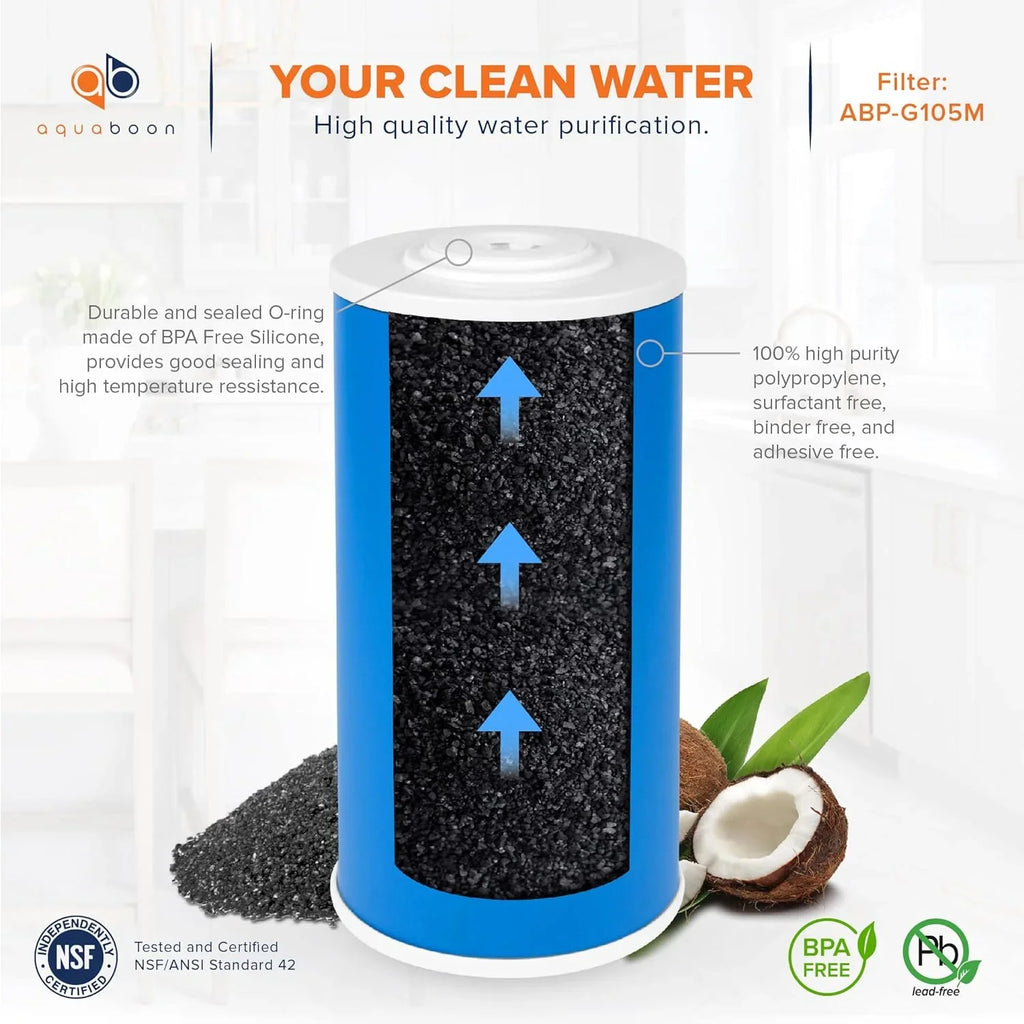 emium 5 Micron 10" X 4.5" Whole House Coconut Shell Granular Activated Carbon (GAC) Water Filter Replacement Cartridge 12-Pack