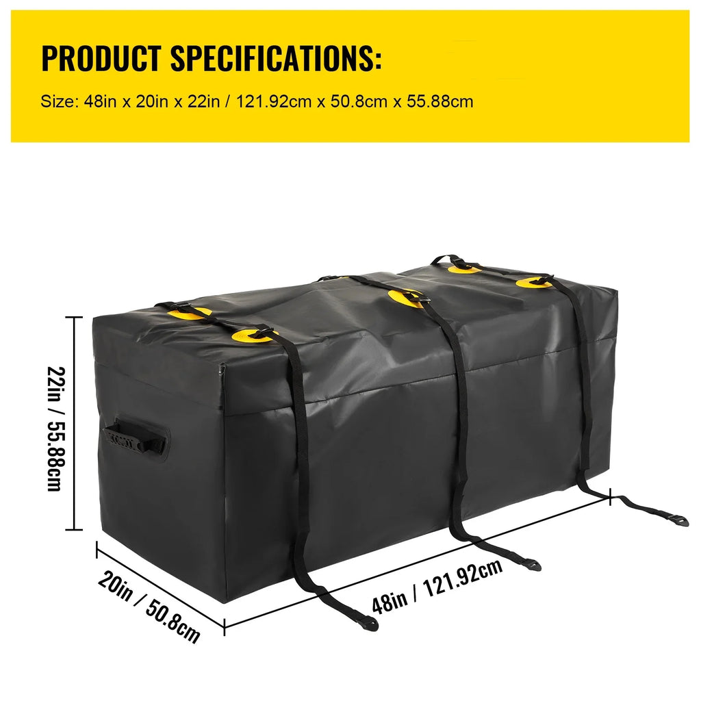 BENTISM Hitch Cargo Carrier Bag, Waterproof 840D PVC, 48"x20"x22" (12 Cubic Feet), Heavy Duty Cargo Bag for Hitch Carrier with Reinforced Straps, Fits Car Truck SUV Vans Hitch Basket