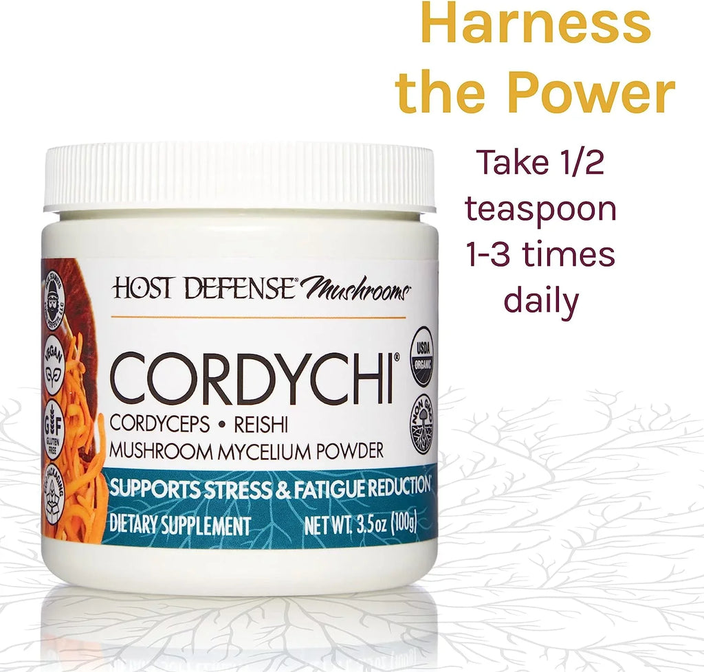 Host Defense, CordyChi Powder, for Stress and Fatigue Reduction, Mushroom Supplement, 100 G