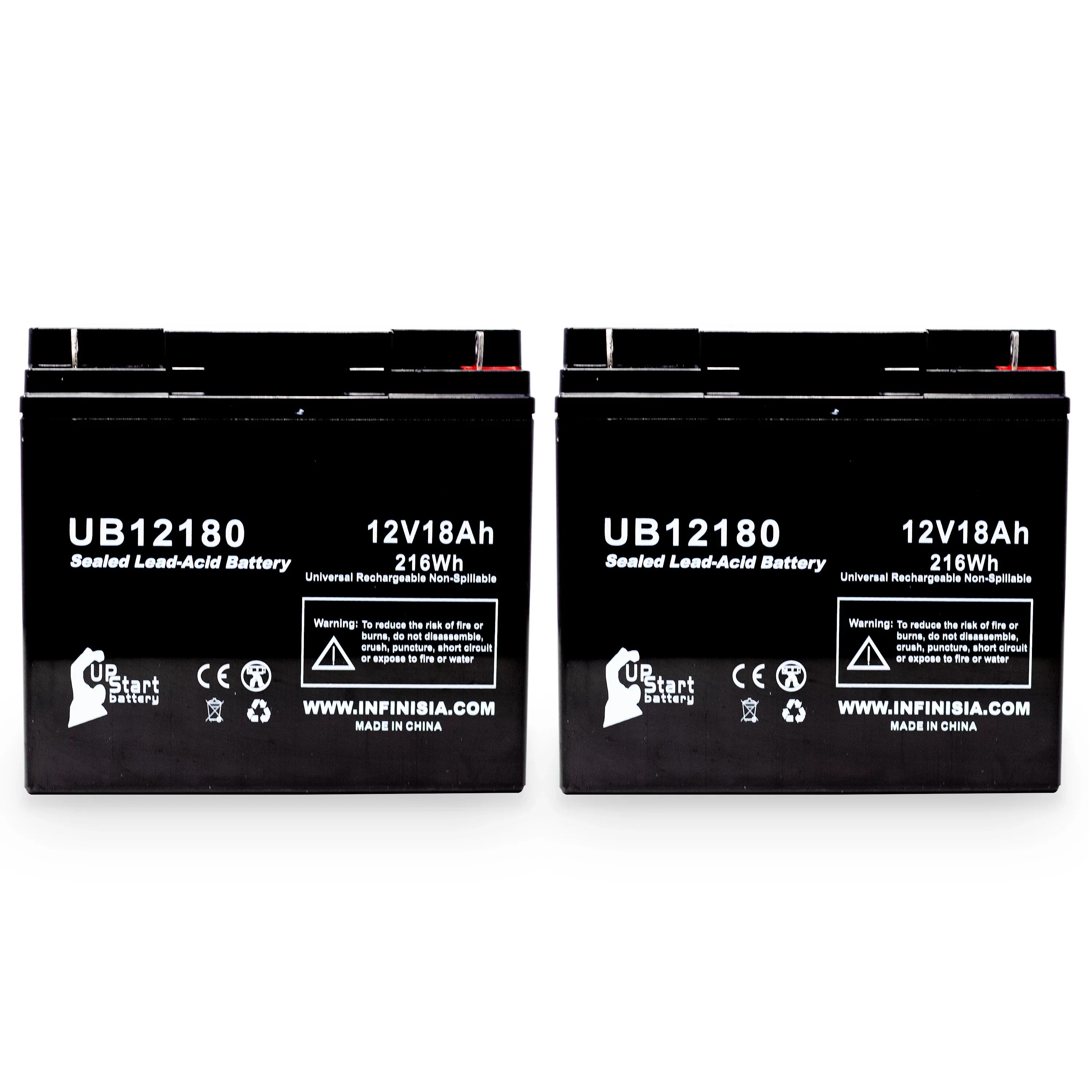 2x Pack - Suitable General Power GPS3K12061 Battery - Replacement UB12180 Universal Sealed Lead Acid Battery (12V, 18Ah, 18000mAh, T4 Terminal, AGM, SLA)
