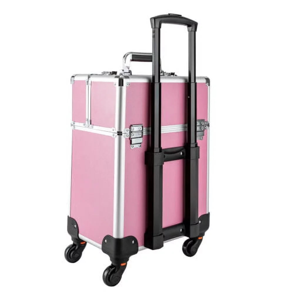 Rolling Extendable Makeup Case Cosmetic Train Box Trolley Large Storage Space