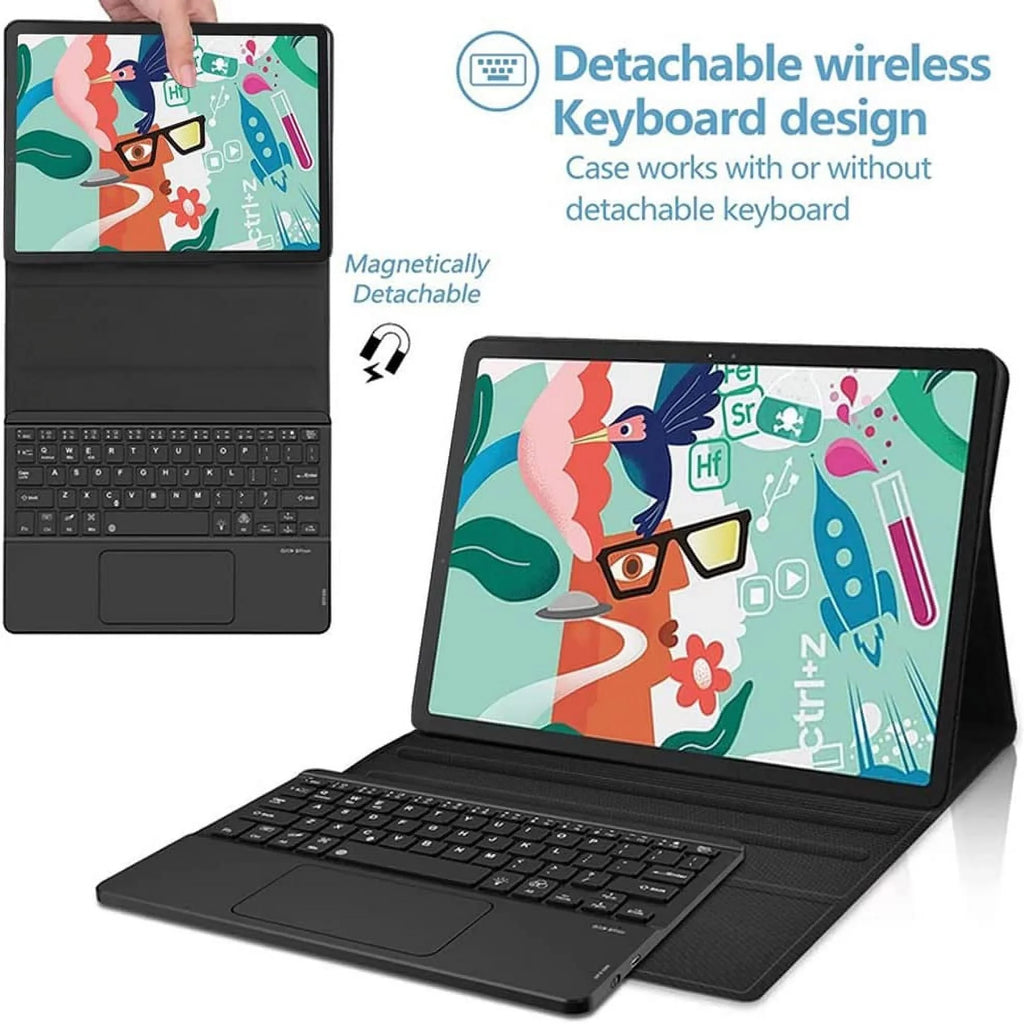 TouchPad Keyboard Case for Lenovo Tab P11 Pro Gen 2 / Lenovo Pad Pro 2022 Case 11.2 inch, Leather Stand Wrap with Magnetically Detachable Keyboard forTab P11 Pro 2nd Generation (TB132FU), Black