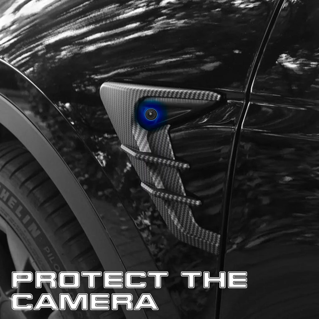 Xotic Tech Side Marker View Camera Indicator Turn Signal Coating Trim, Carbon Fiber Pattern, Suitable with Tesla Model 3 Model Y 2021+
