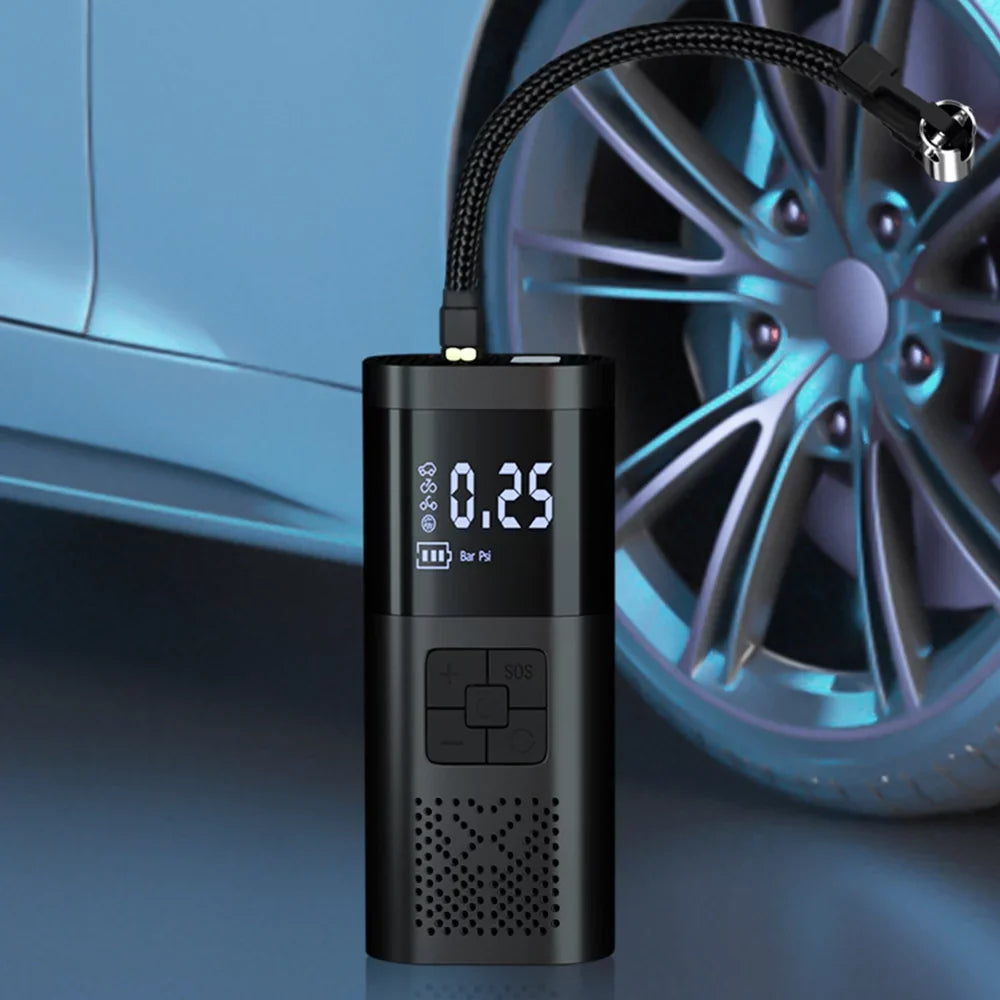 Apexeon Electric Air Pump with Digital LCD Display - Tyre Pump for Motorcycle Car Balls and Inflatable Cushions