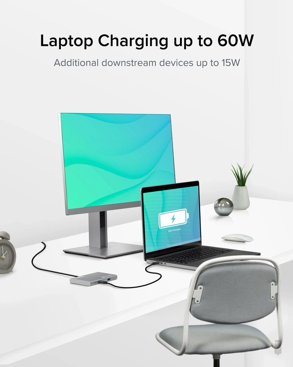 Plugable 5-in-1 Thunderbolt 4 Hub with 60W Charging, Single 8K or Dual 4K Display, Matching with Thunderbolt USB4 Macs and Thunderbolt 4 / USB4 Windows (1x USB-C to HDMI Adapter)
