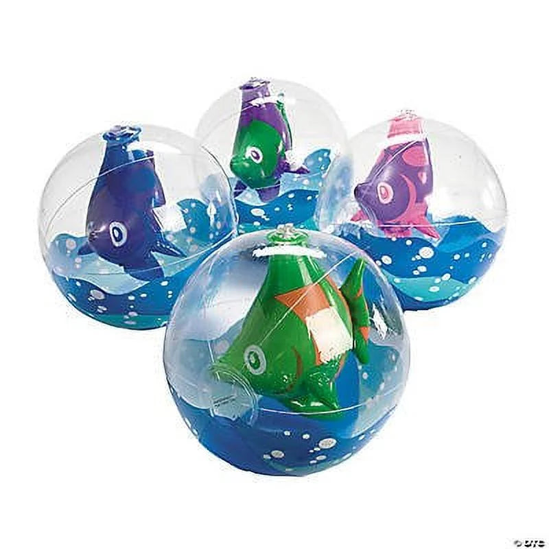 Inflate Tropical Fish In Beach Balls - Party Favors - 12 Pieces