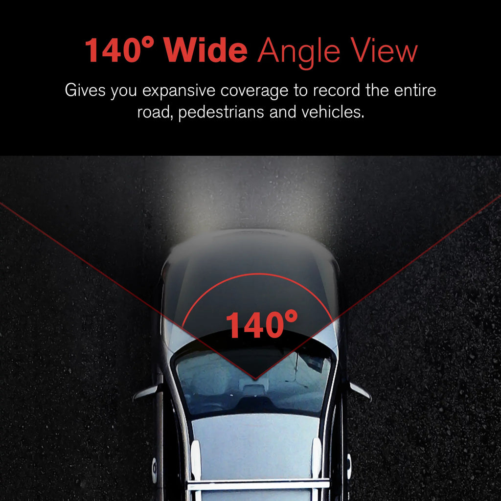 YADA 1080p Roadcam with App, 140 Degree Wide Angle Lense, 2.4" LCD Screen, G-Sensor Technology with Park and Record Mode, Loop Recording