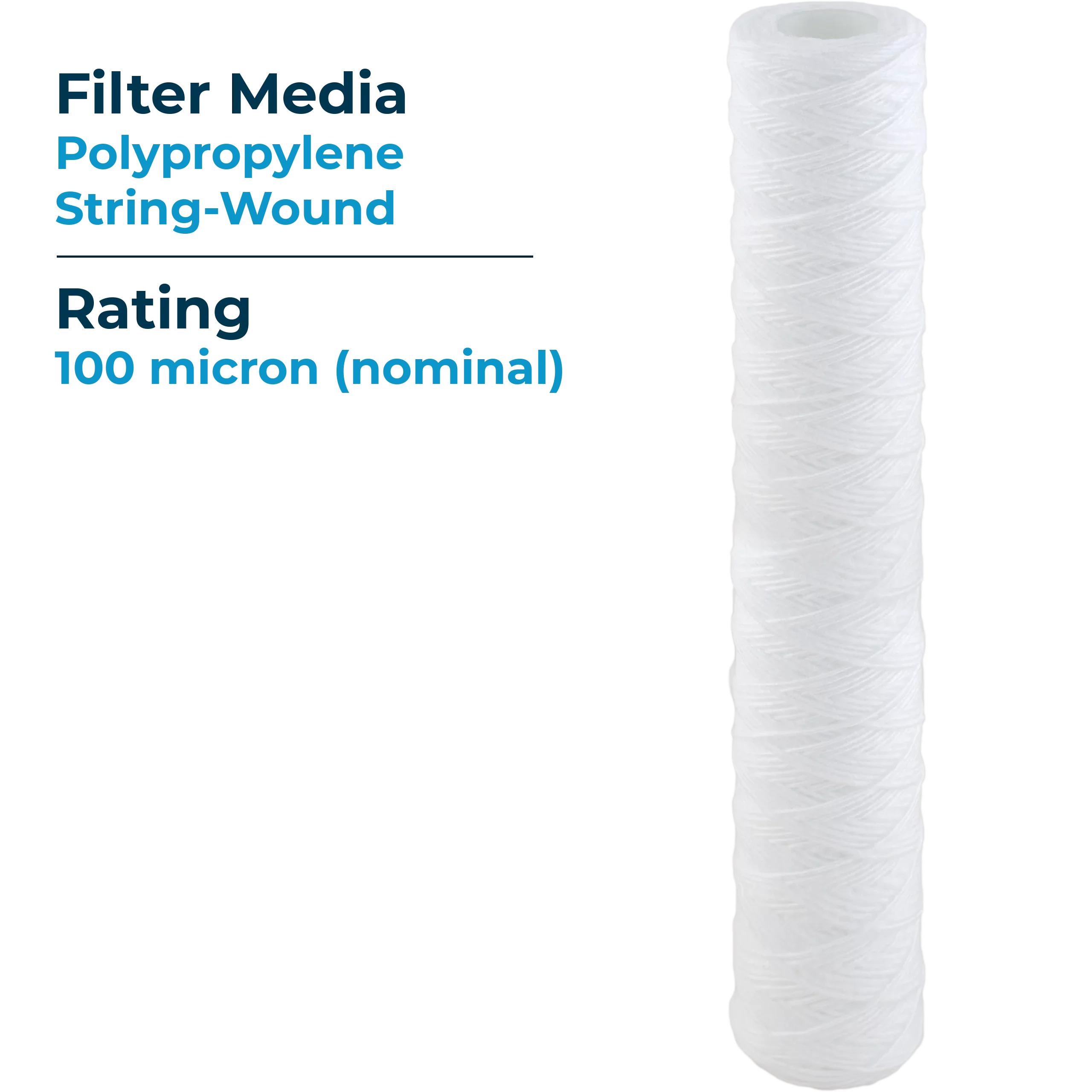 SpiroPure SP-CW100-20 20x2.5 100 Micron String-Wound Polypropylene Sediment Water Filter Cartridge SWC-25-20100 (Case of 20)