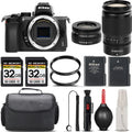 Nikon Z50 Mirrorless with 24-200mm f/4-6.3 VR Lens + 16-50mm Lens + 64GB Storage + UV Filter + Backup Battery + Case + Cleaning Kit - International Version