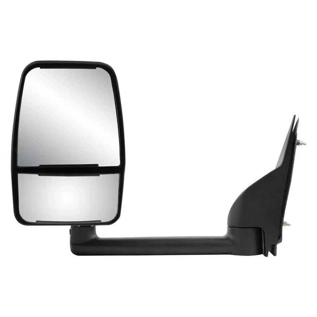 62170G - Fit System Driver Side Towing Mirror for 03-18 Chevrolet Express Van/ GMC Savana Full Size Van, textured black w/ PTM Shield dual lens, foldaway, Manual