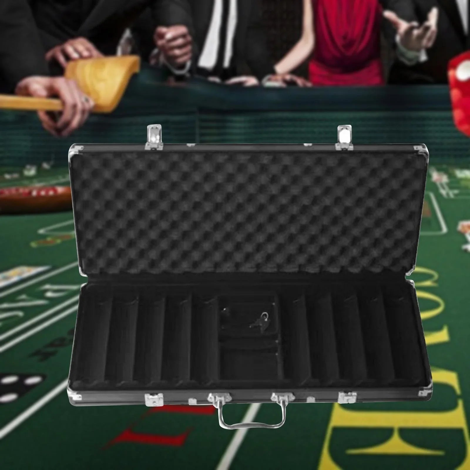 Hellery Chip Suitcase Box Aluminum Alloy Thicken High Capacity Solid Carrying Case Black