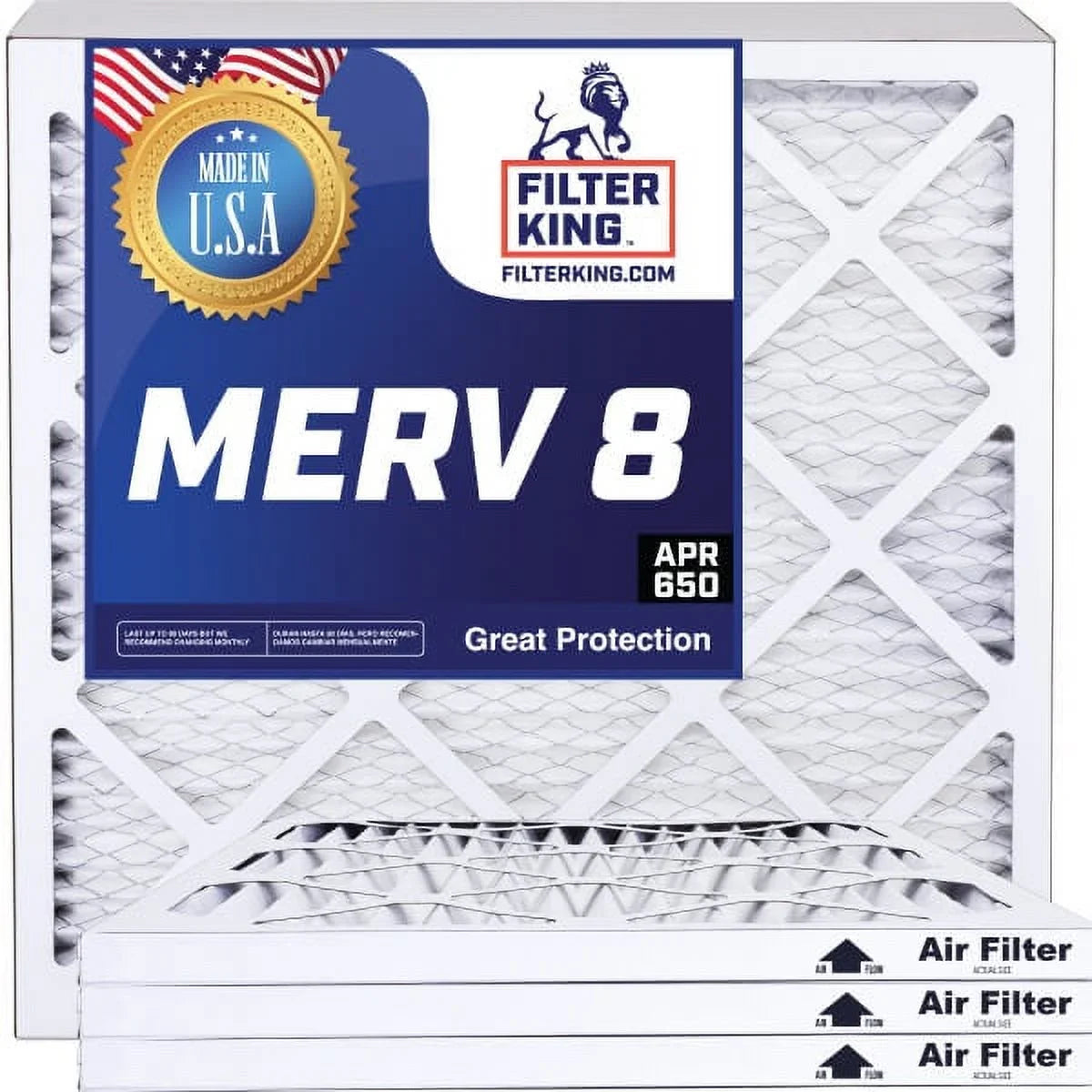 Filter King 12x6x1 Air Filter | 4-PACK | MERV 8 HVAC Pleated A/C Furnace Filters | MADE IN USA | Actual Size: 12 x 6 x .75"