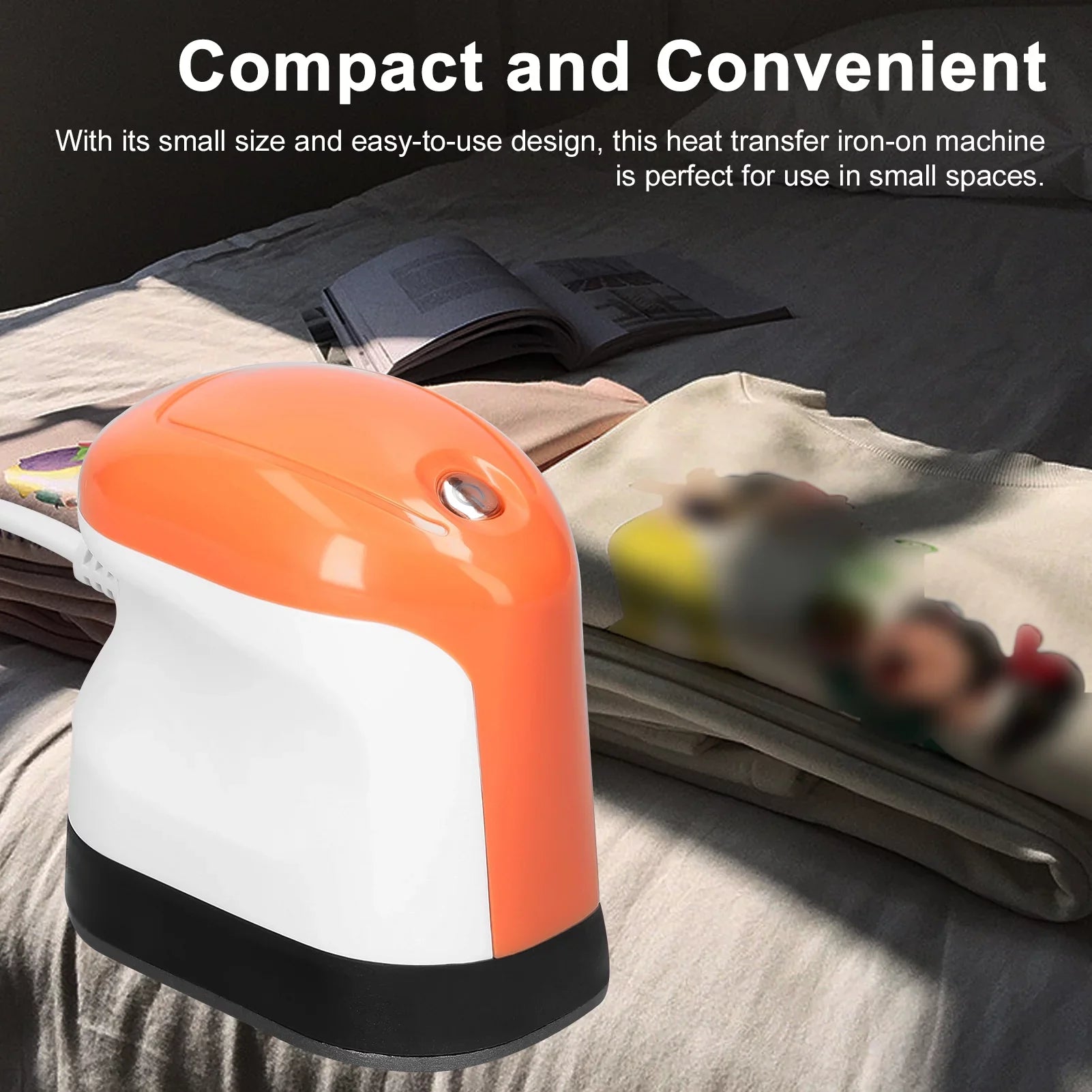 Carevas Portable Multi-modes Heat Press Machine Multifunctional DIY Auto Easy Heating Transfer Iron-On Machine for Clothes Bags Hat T-shirts Compact Electric Iron