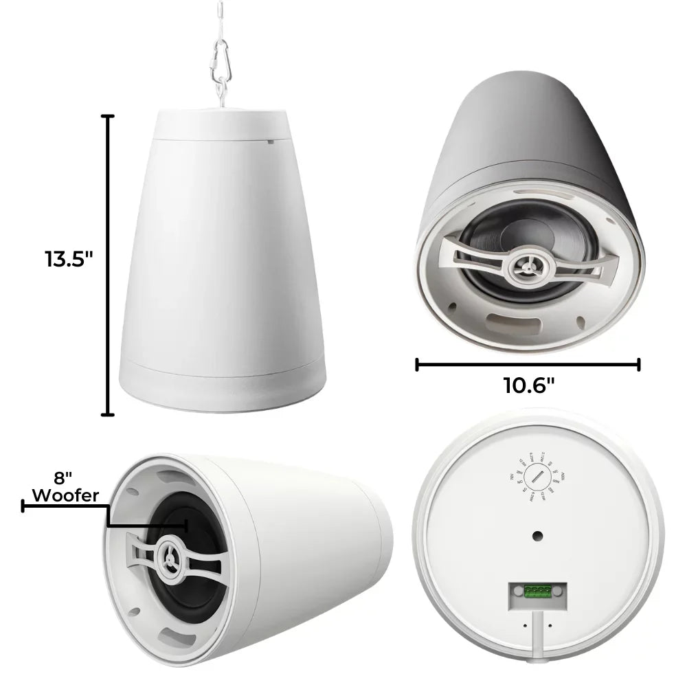 OSD Nero Arc 8 8" 2 Way Coaxial Pendant Style Speaker, 8Ohm/70V, White