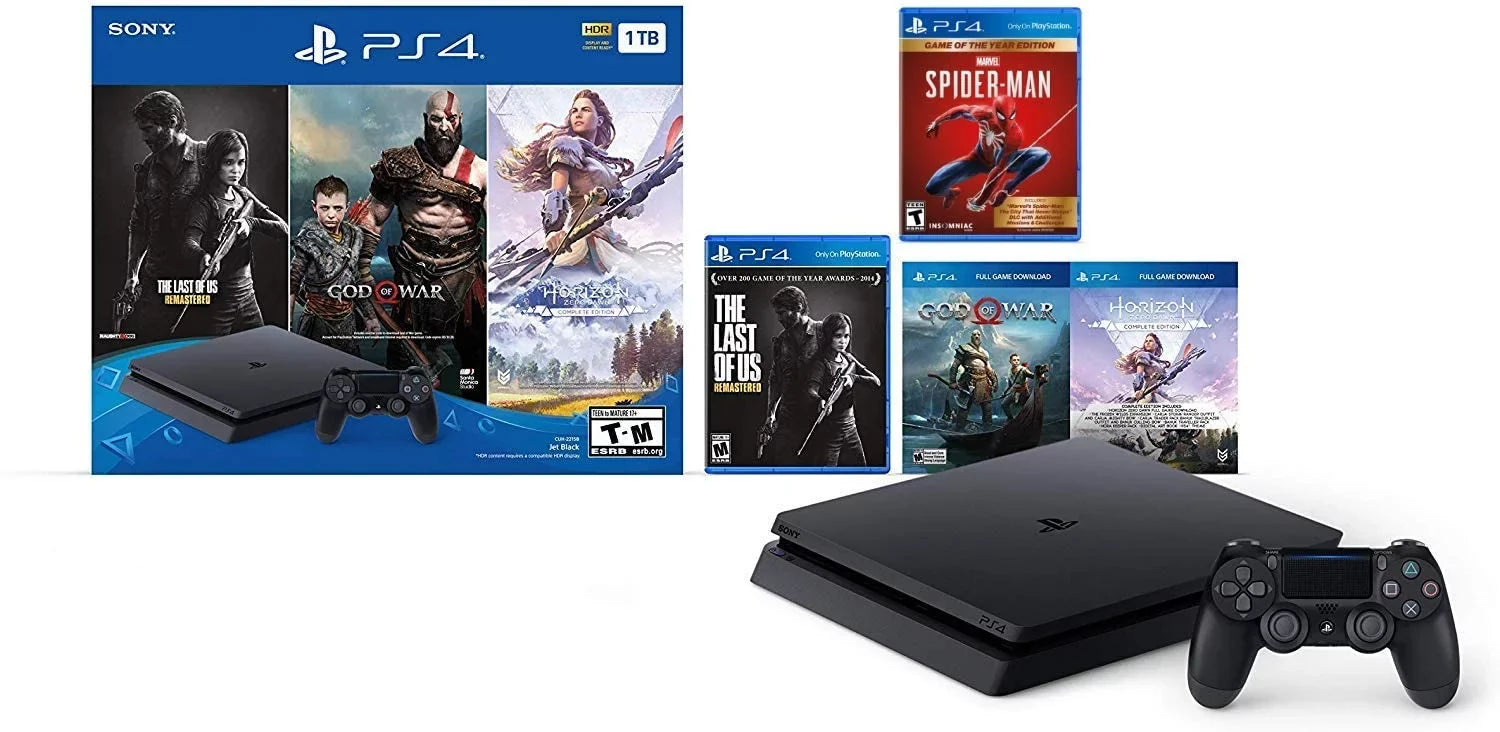 Holiday Ultimate Bundle Playstation 4 (PS4) 1TB Slim w/bonus Marvel's Spider-Man: Game of The Year Edition