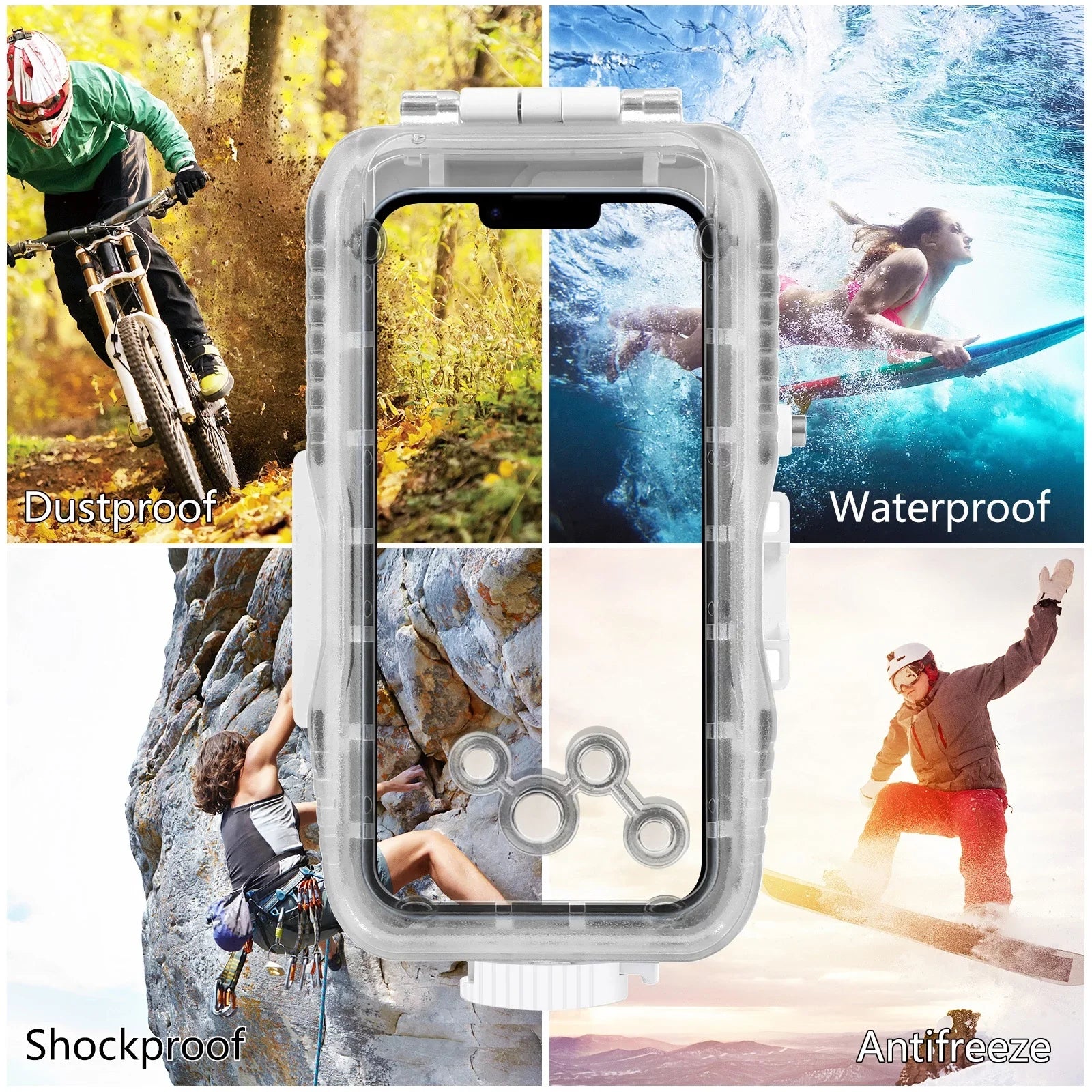 PULUZ 40M131ft Waterproof Phone Case Diving Case Smartphone Underwater Housing Protective Case with Red Filter Neck Strap Cleaning Cloth Replacement for 14/ 14 Pro/ 13/ 13 Pro/ 12/ 12 P