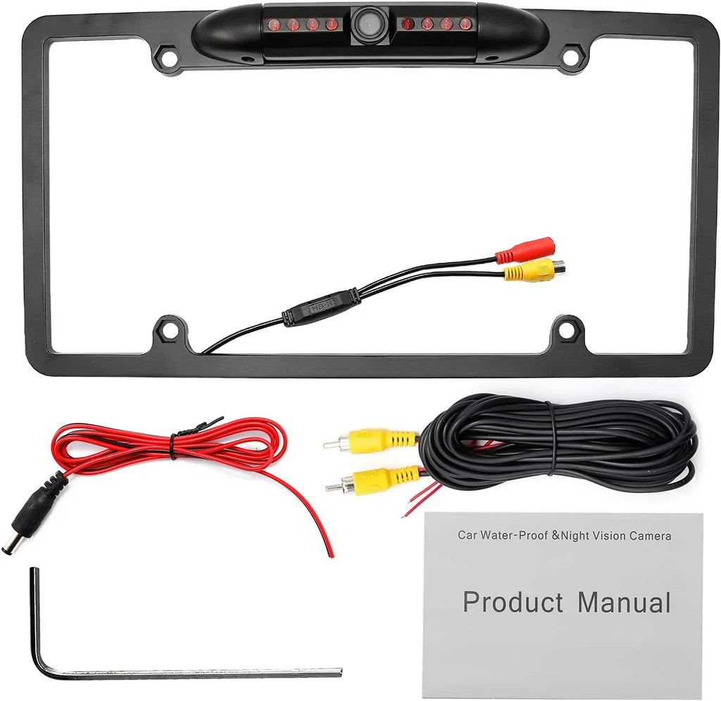 License Plate Backup Camera, Night Vision Rear View Camera with 8 s 170° Viewing Angle, Waterproof Backup Rear