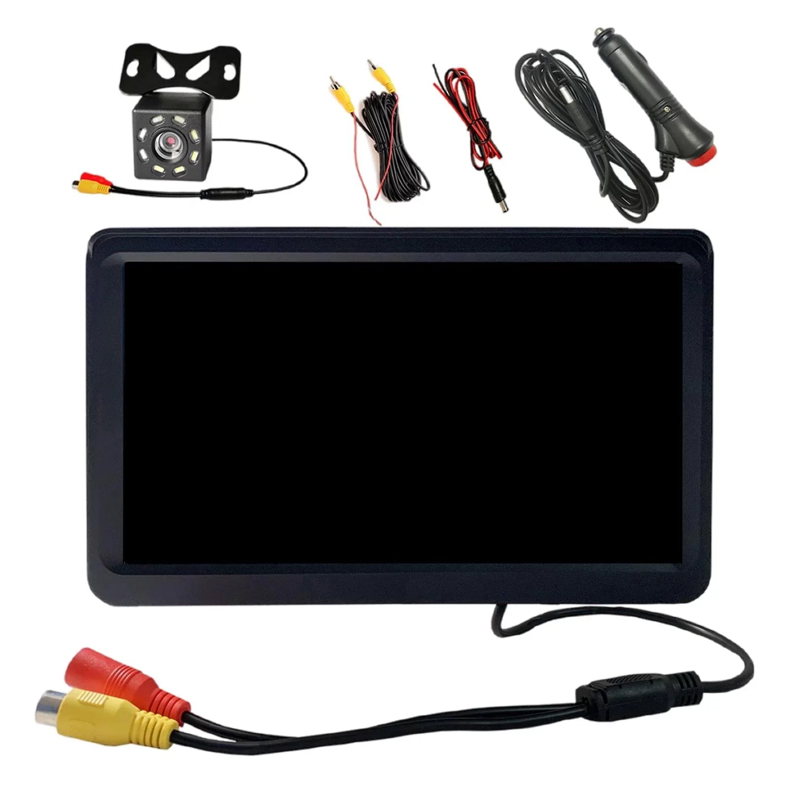 Car Rearview Monitor 7" Park Assist Vehicle Parking System Easy Installation 10M Video Cable Screen Waterproof LCD 8 LED Camera SUV Car
