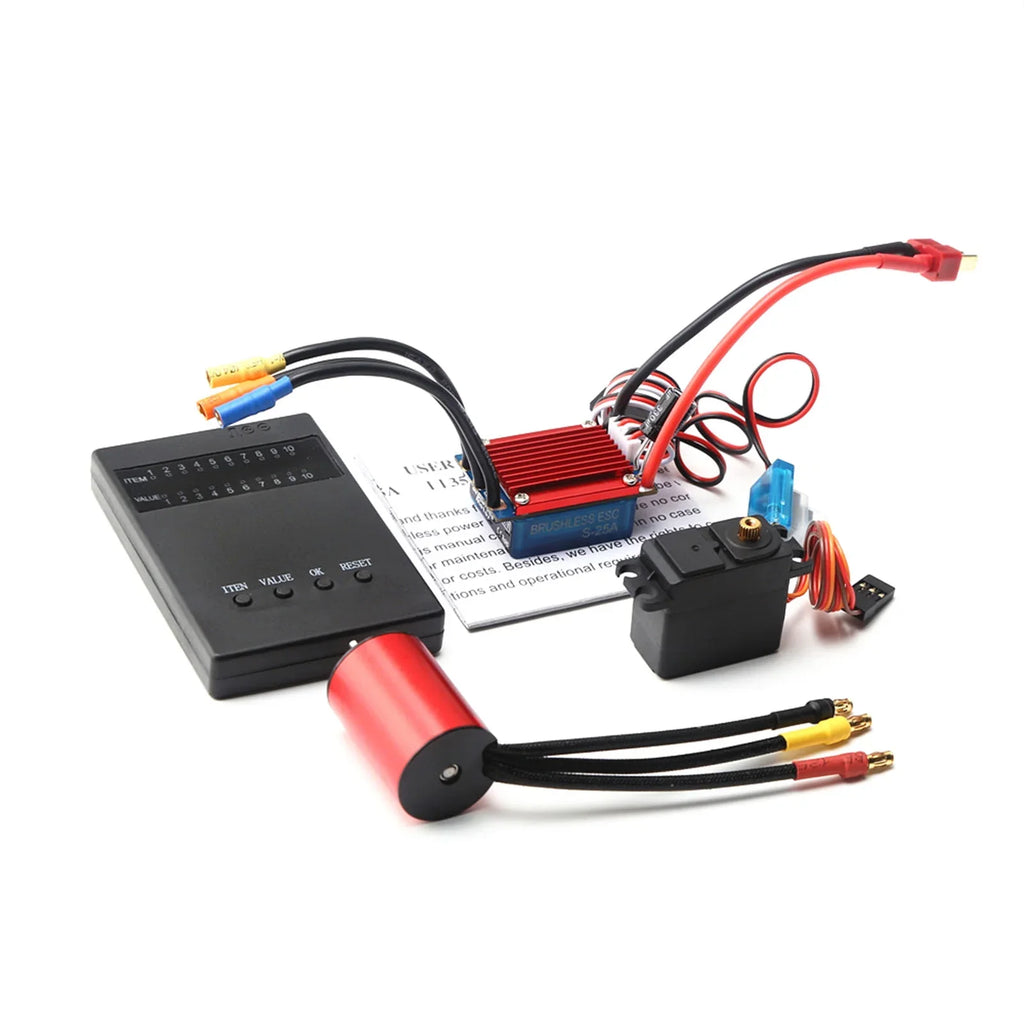 S2435 4800KV Brushless Motor 4P Sensorless 25A Brushless ESC Electric Speed Controller Programming 2.2KG Servo for 116 118 RC Car Truck