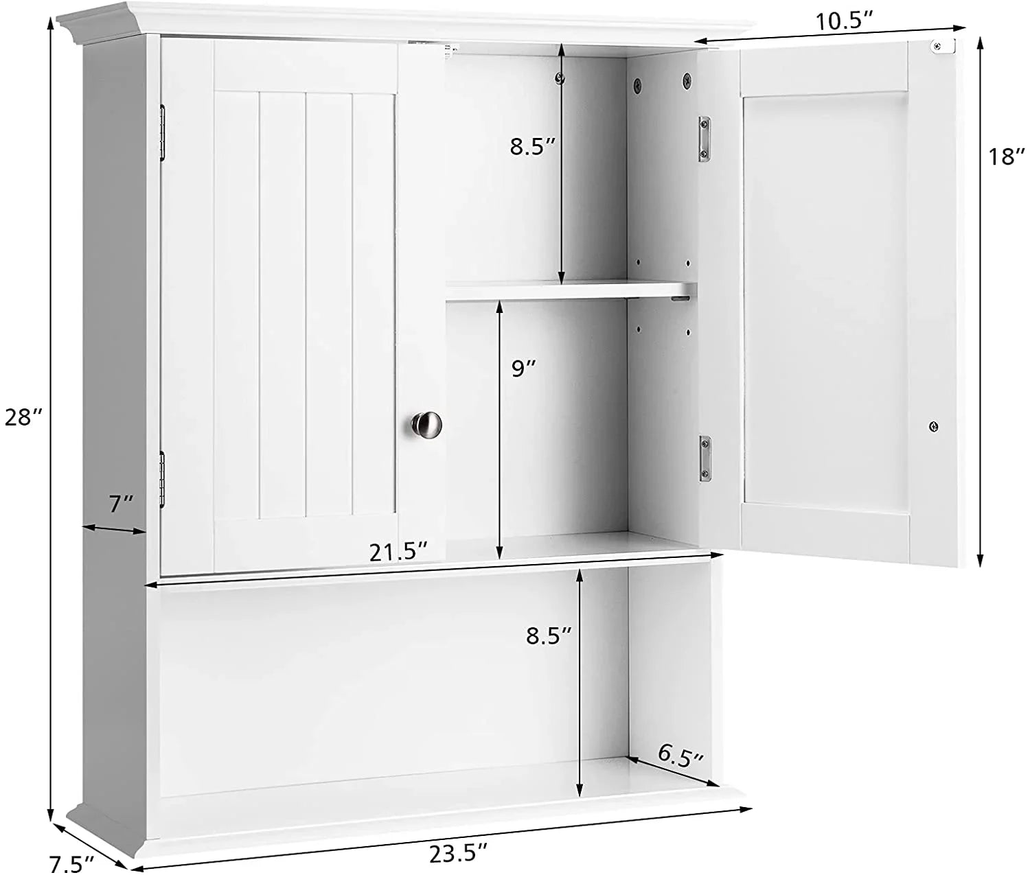 Bathroom Wall Cabinet, Wooden Hanging Storage Cabinet with Doors & Shelves, Multipurpose Storage Cabinet for Bathroom Kitchen Living Room, Wall Mounted Bathroom Medicine Cabinet