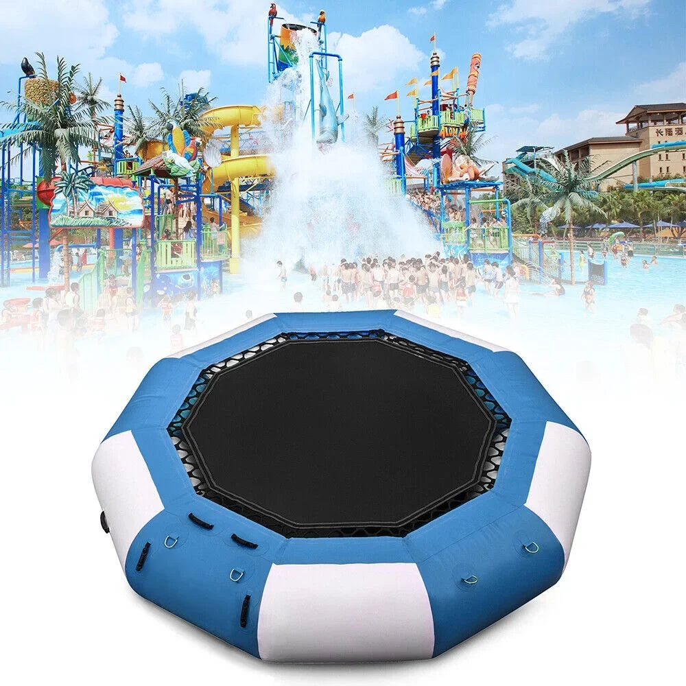 DENEST 17-ft Inflatable Water Trampoline Swimming Pool Lake Bounce Floating Island Water Sport Blue Max Capacity 400kg/ 880lbs