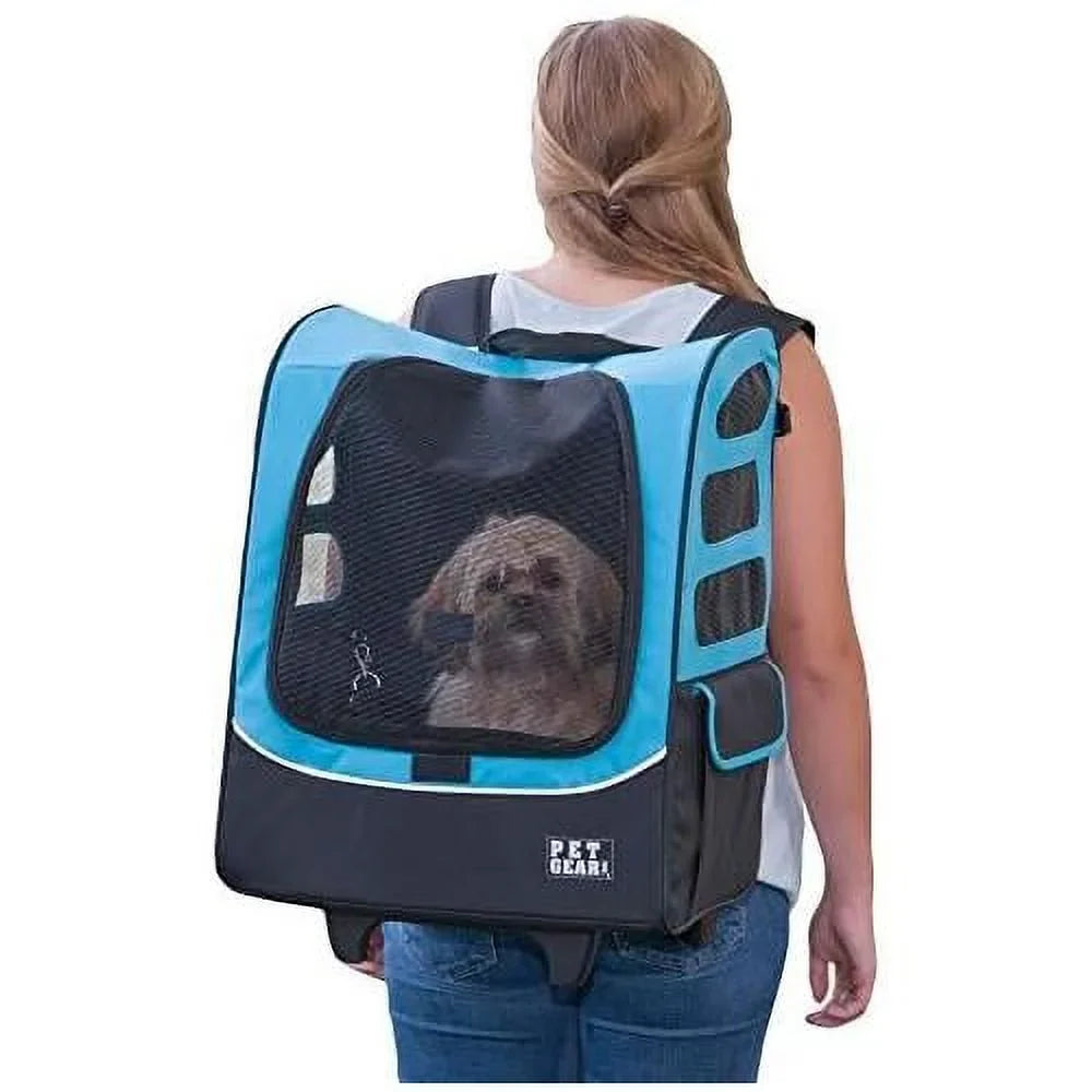Travel Carrier, Car Seat For Cats/Dogs, Mesh Ventilation, Included Tether, Telescoping Handle, Storage Pouch, Ocean Blue, Extra Large Plus Traveler (PG1280OB)