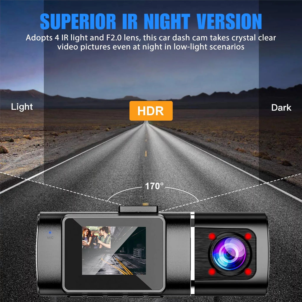 Dual Dash Cam Car Camera, TSV 1080P Front Cabin Inside Dash Camera with IR Night Vision, Loop Recording Car Cam Driving Recorder, 24H Parking Mode, G-Sensor