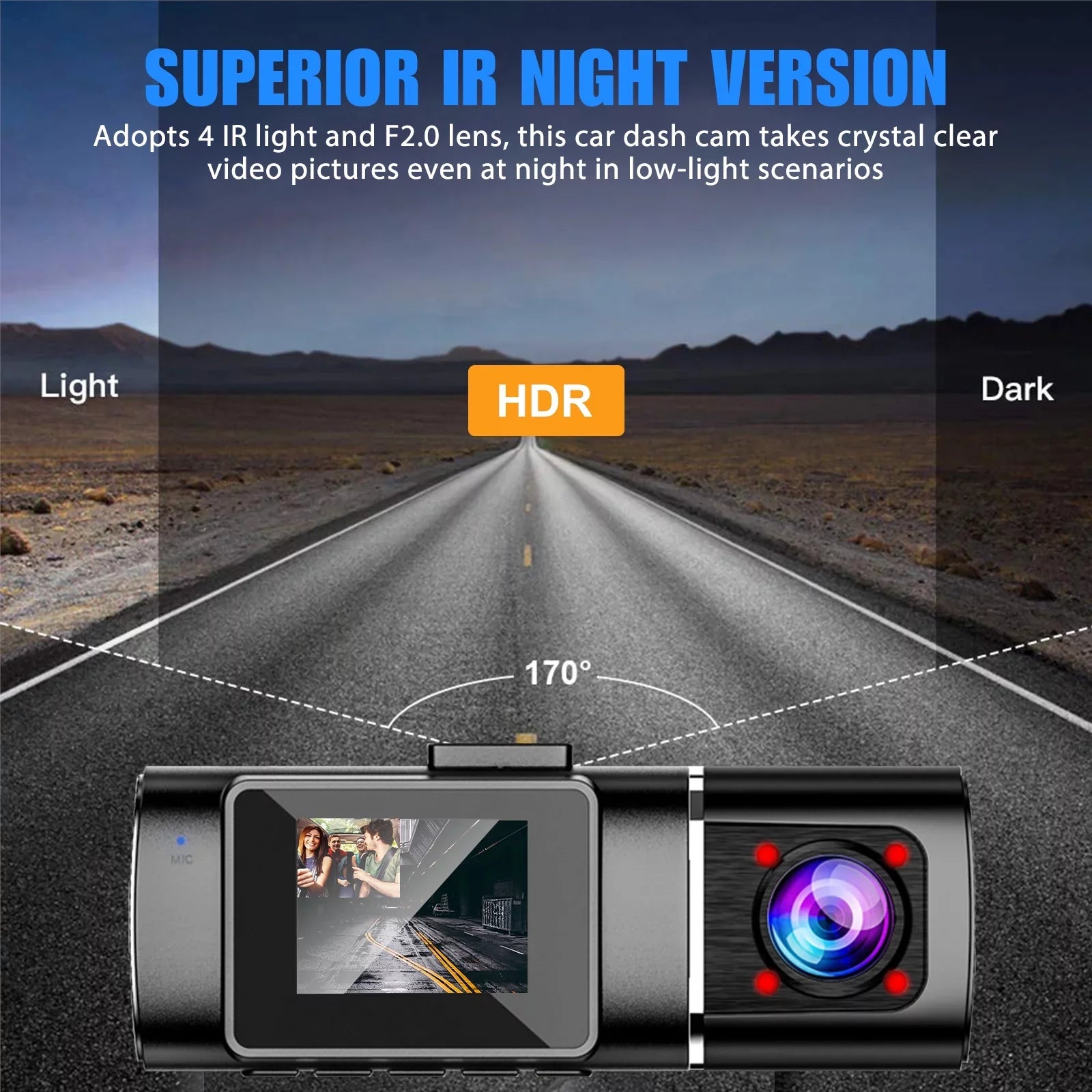 Dual Dash Cam Car Camera, TSV 1080P Front Cabin Inside Dash Camera with IR Night Vision, Loop Recording Car Cam Driving Recorder, 24H Parking Mode, G-Sensor