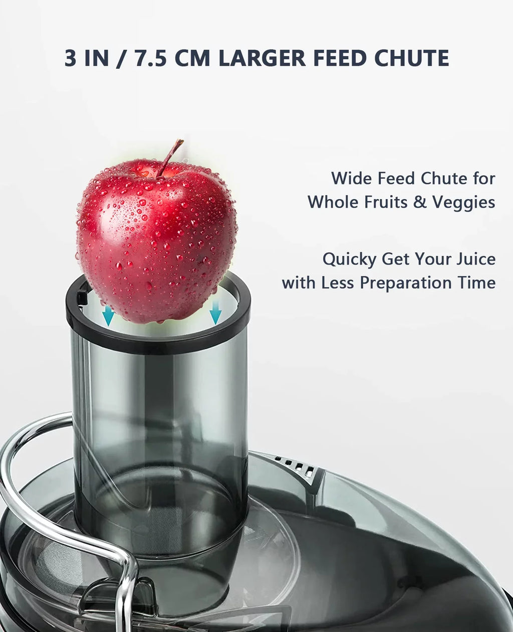 Centrifugal Juicer Machine for Fruits & Vegetables - with 3" Feed Chute 2 Speed Modes