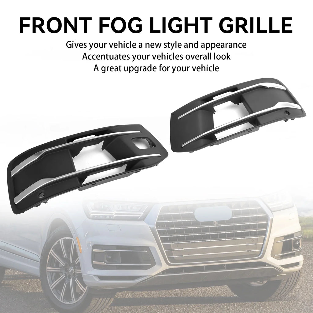 Front Bumper Protection Fog Light Grille Bezel Insert Grill Fit for Audi Q7 2016-2019