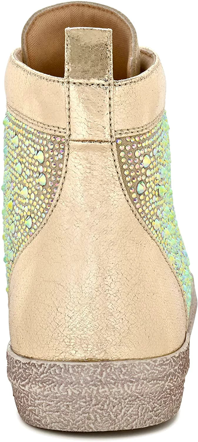 Ninety Union Foxy High Top Athletic Fashion Sneaker with Rhinestones 9 Gold