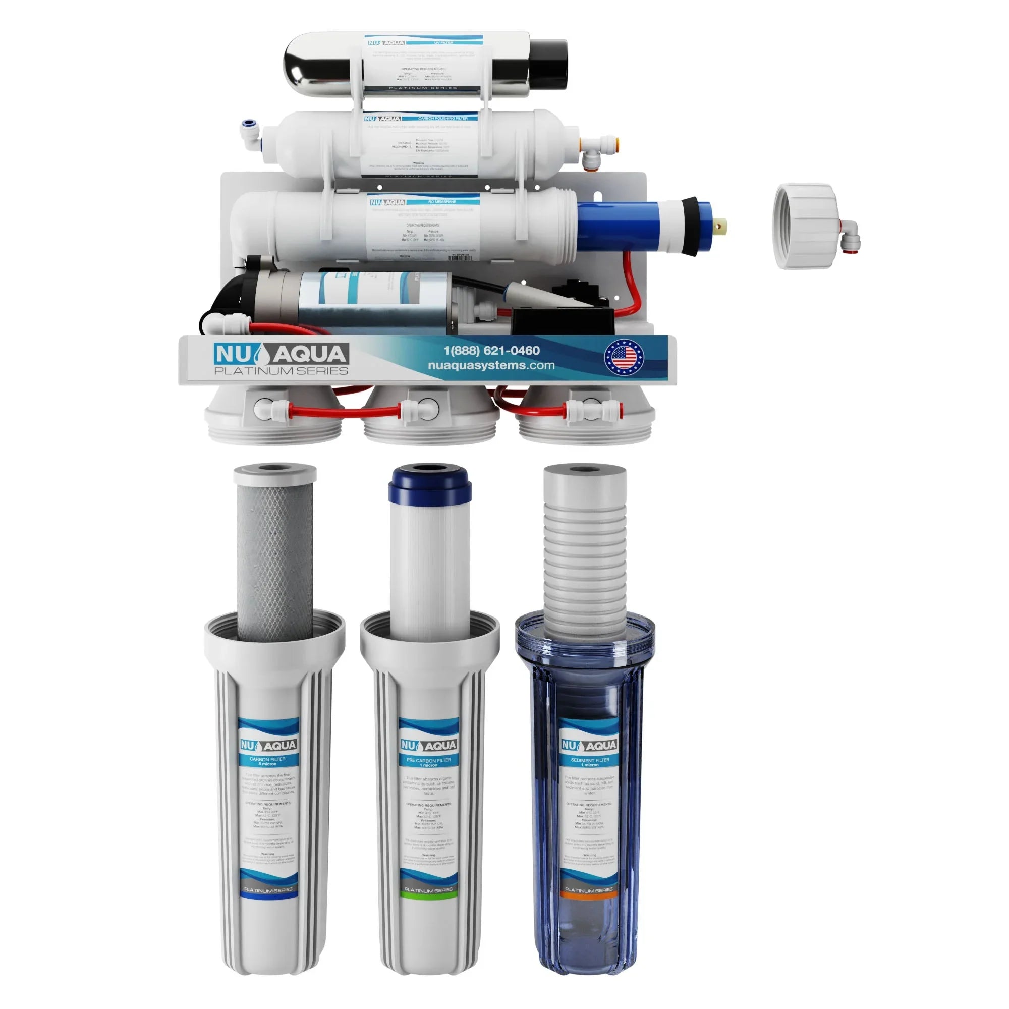 NU Aqua Platinum Series 6 Stage UV Ultraviolet 100GPD RO System with Booster Pump
