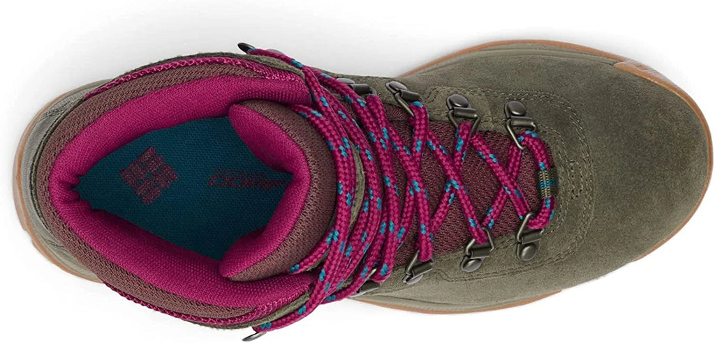 Columbia Women's Newton Ridge Plus Waterproof Amped Hiking Shoe, Peatmoss/Red Onion, 9.5 Wide