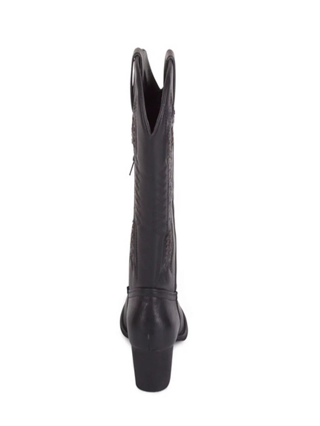 WANTED Womens Black Whip-Stitch Detailing Pull Tabs Woven Padded Texan Pointed Toe Block Heel Western Boot 8.5