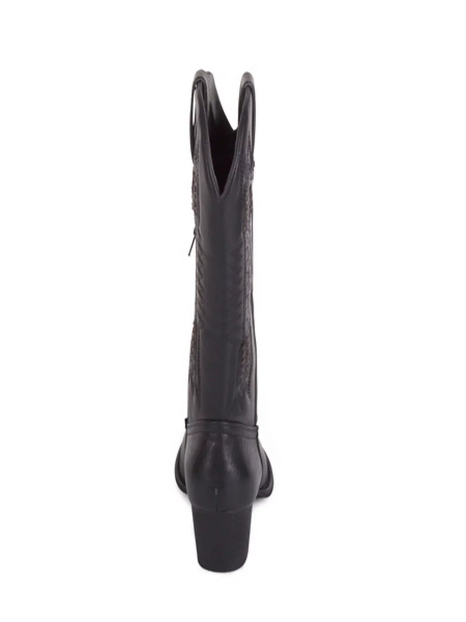 WANTED Womens Black Whip-Stitch Detailing Pull Tabs Woven Padded Texan Pointed Toe Block Heel Western Boot 8.5
