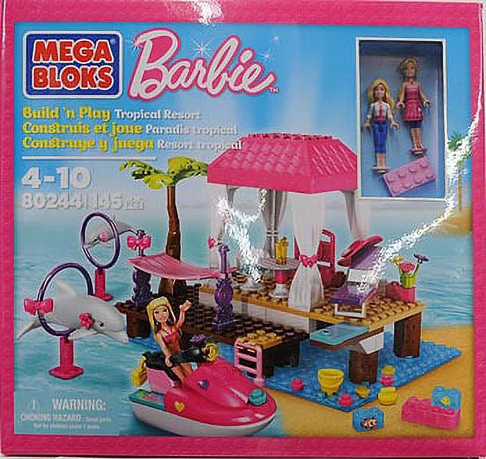 Barbie Mega Bloks Tropical Resort #80244 Build 'n Play