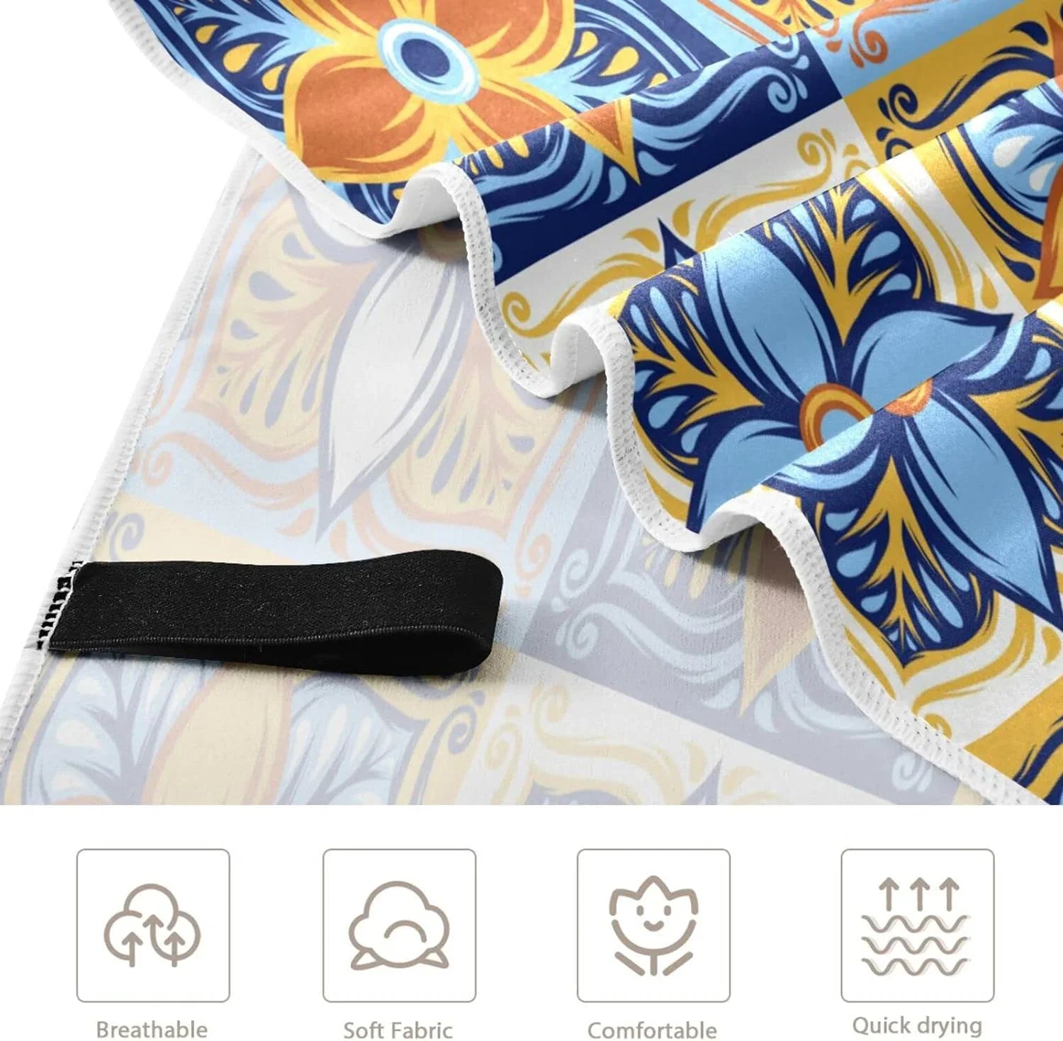 Bestwell Mexican Talavera Beach Towel Oversized Towel Blanket, Thin Lightweight Microfiber Sand Free Quick Dry Towel, 30”X60” Multipurpose Pool Bath Yoga Swim Shower Towel