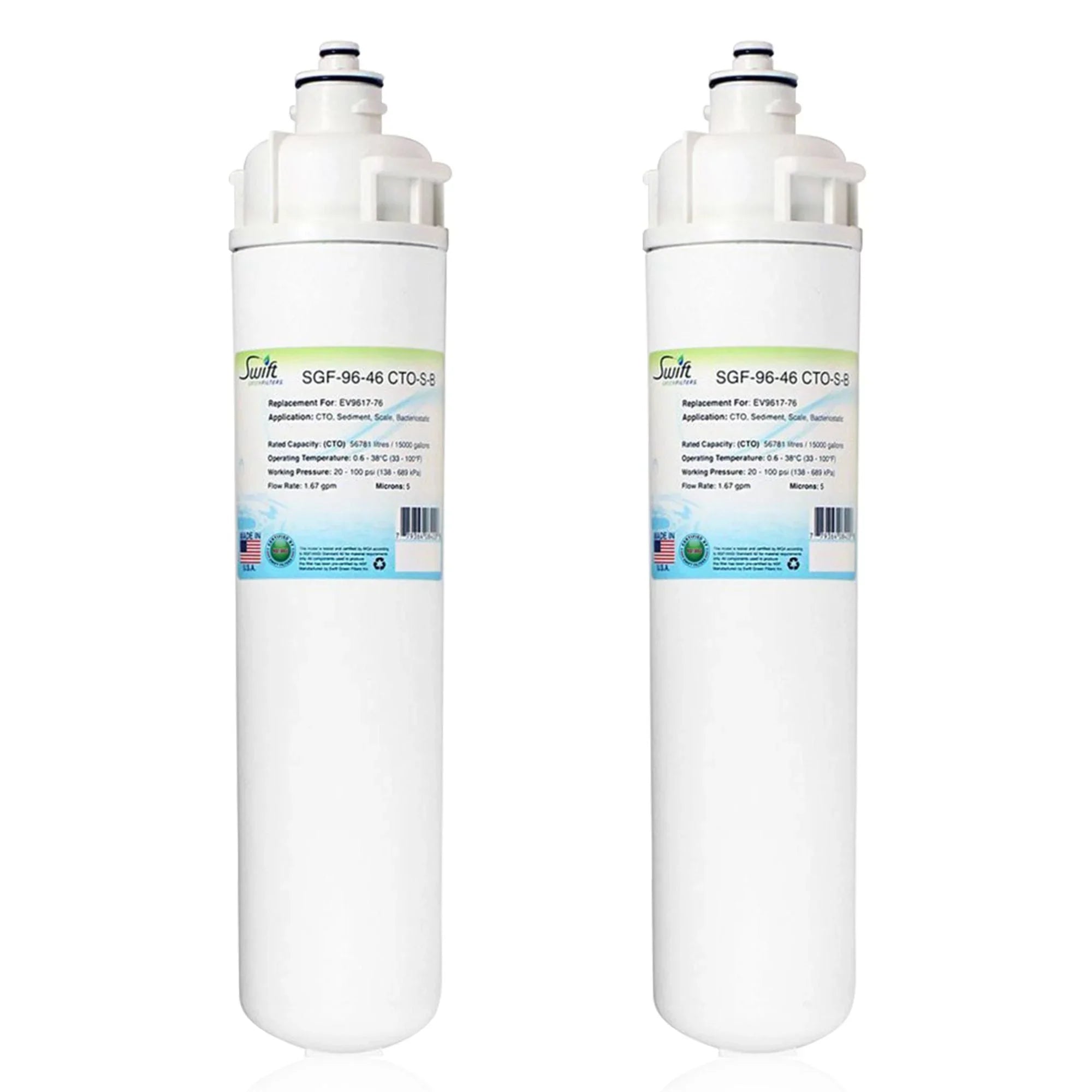 Swift Green Filters SGF-96-46 CTO-S-B Fitting Commercial Water Filter for EV9617-76, Made in USA (Pack of 2)