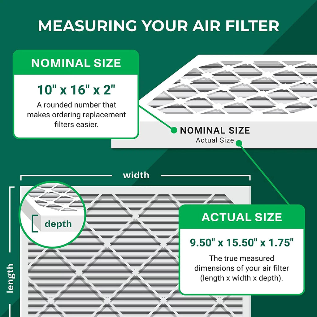 Filterbuy 10x16x2 MERV 11 Pleated HVAC AC Furnace Air Filters (4-Pack)