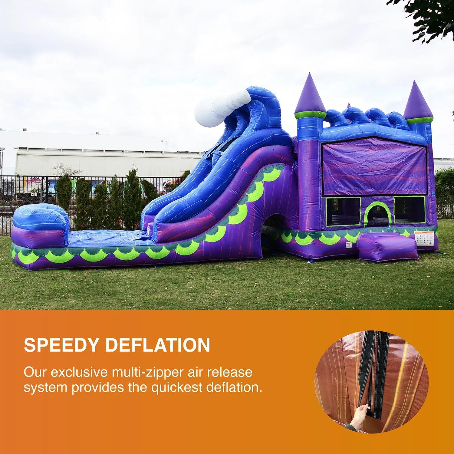 JumpOrange Outdoor Mermaid Titan Commercial Grade Inflatable Slide and Bounce House Dual Lane with Pool for Kids and Adults with Blower