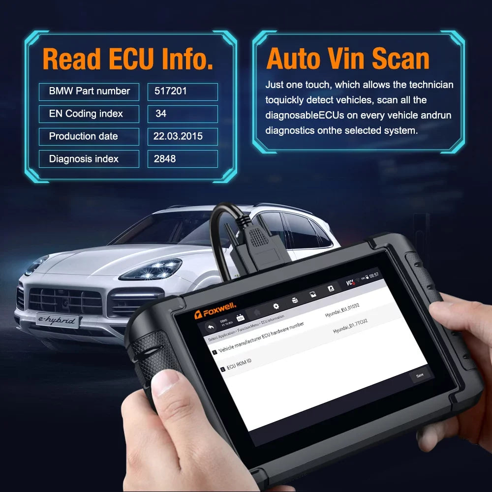 FOXWELL NT809 Advanced Bidirectional Scan Tool OBD2 Scanner Scan All Systems 30+ Reset Services Car Code Reader ABS Bleeding Oil Reset Car Scanner Automotive Scanner Auto Diagnostic Tool