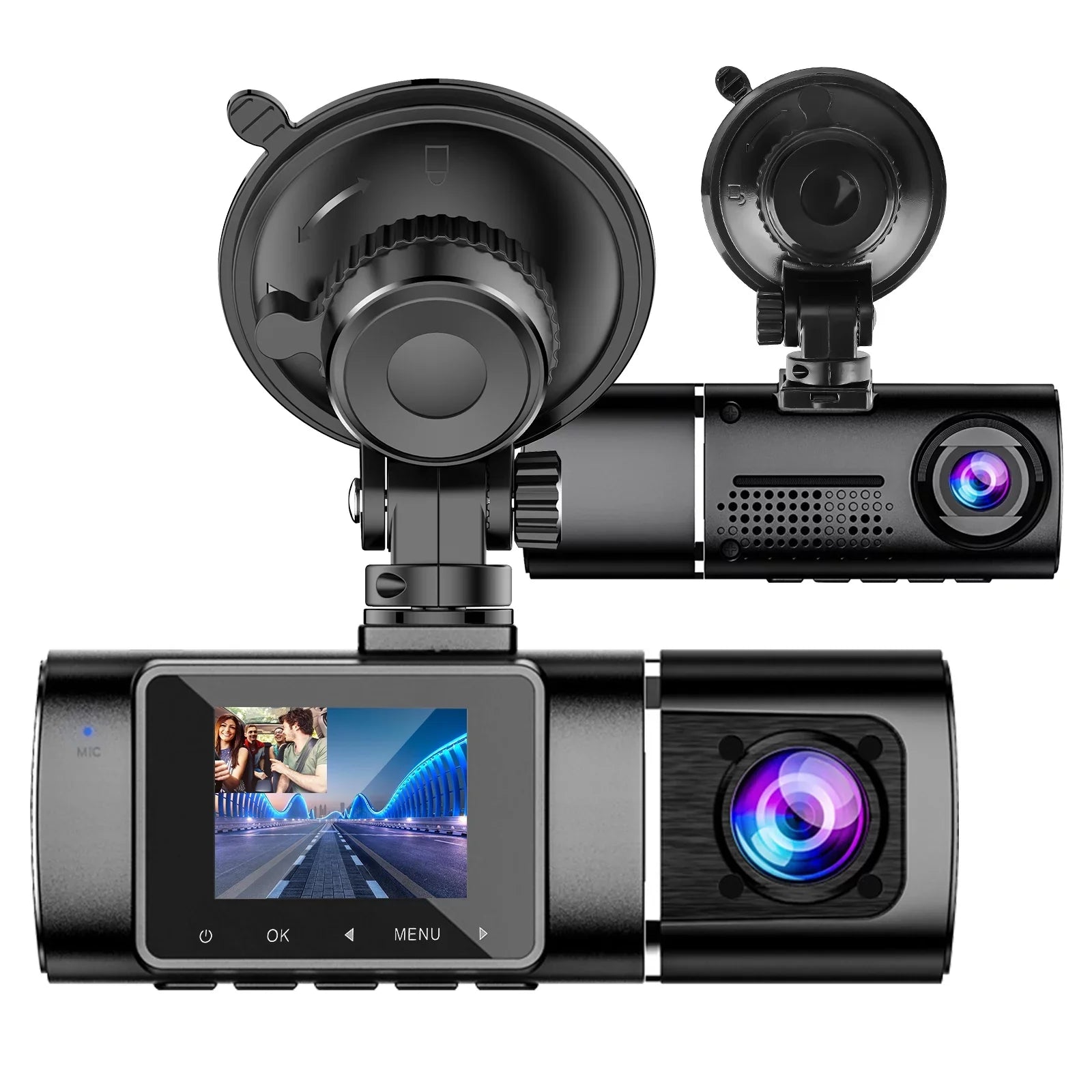 Dual Dash Cam Car Camera, TSV 1080P Front Cabin Inside Dash Camera with IR Night Vision, Loop Recording Car Cam Driving Recorder, 24H Parking Mode, G-Sensor