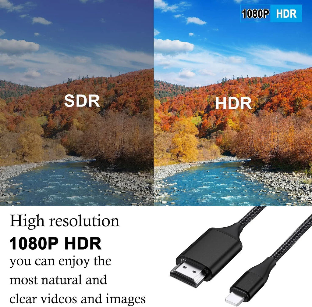HDMI Cable for iPhone 2m Upgraded 1080P HDTV HDMI Cable Adapter Connector Digital AV Video Sync Screen Matching