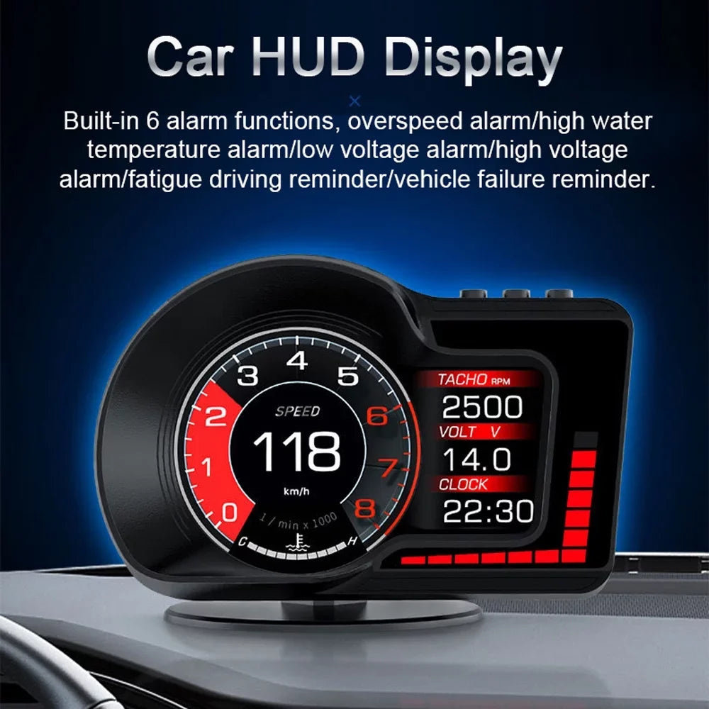 Andoer Dual System Car Head Up Display with Speed/Clock/RPM, Overspeed Alarm, Brake Test, GPS Navigation,